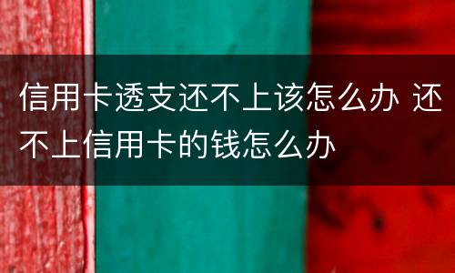 信用卡透支还不上该怎么办 还不上信用卡的钱怎么办