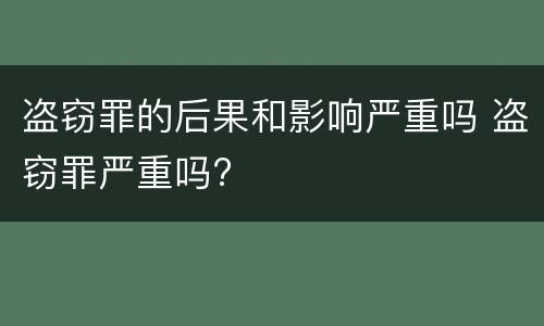 盗窃罪的后果和影响严重吗 盗窃罪严重吗?