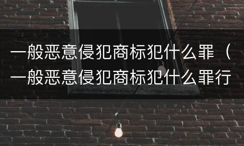 一般恶意侵犯商标犯什么罪（一般恶意侵犯商标犯什么罪行）