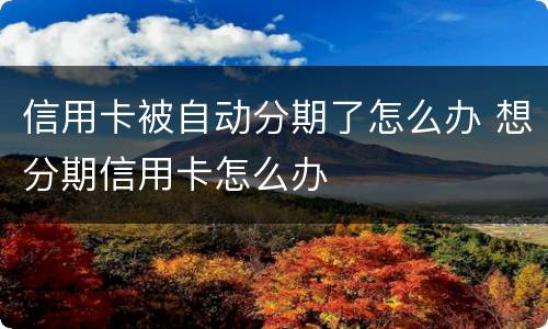 信用卡被自动分期了怎么办 想分期信用卡怎么办