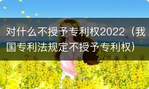 对什么不授予专利权2022（我国专利法规定不授予专利权）