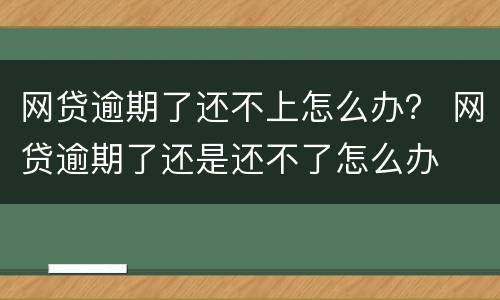 网贷逾期了还不上怎么办？ 网贷逾期了还是还不了怎么办