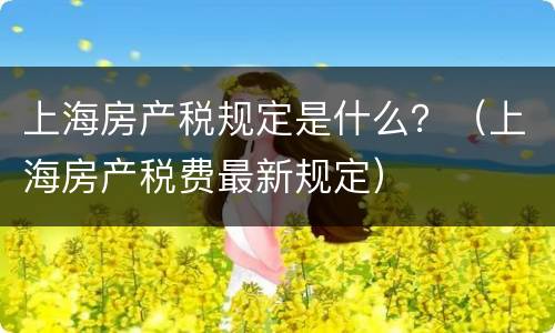 上海房产税规定是什么？（上海房产税费最新规定）