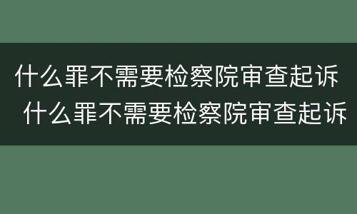 什么罪不需要检察院审查起诉 什么罪不需要检察院审查起诉书