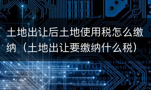 土地出让后土地使用税怎么缴纳（土地出让要缴纳什么税）