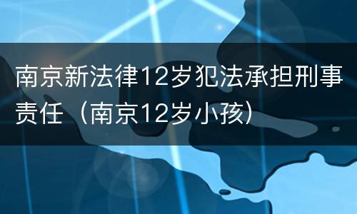 南京新法律12岁犯法承担刑事责任（南京12岁小孩）
