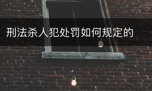 刑法杀人犯处罚如何规定的