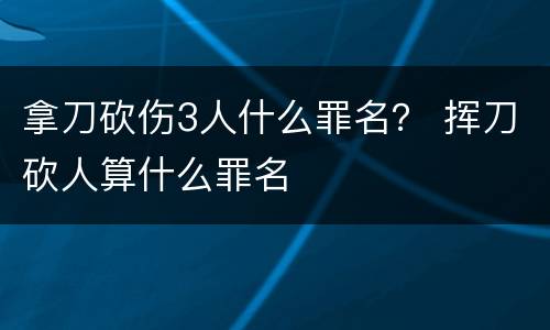拿刀砍伤3人什么罪名？ 挥刀砍人算什么罪名
