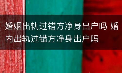 婚姻出轨过错方净身出户吗 婚内出轨过错方净身出户吗