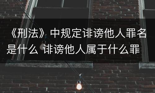 《刑法》中规定诽谤他人罪名是什么 诽谤他人属于什么罪