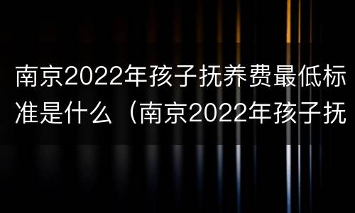 南京2022年孩子抚养费最低标准是什么（南京2022年孩子抚养费最低标准是什么呢）