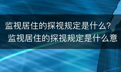 监视居住的探视规定是什么？ 监视居住的探视规定是什么意思