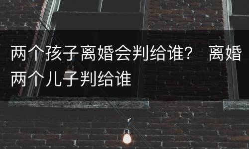 两个孩子离婚会判给谁？ 离婚两个儿子判给谁