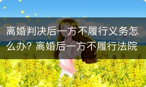 离婚判决后一方不履行义务怎么办? 离婚后一方不履行法院判决怎么办