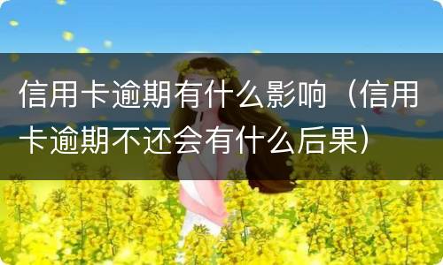信用卡逾期有什么影响（信用卡逾期不还会有什么后果）