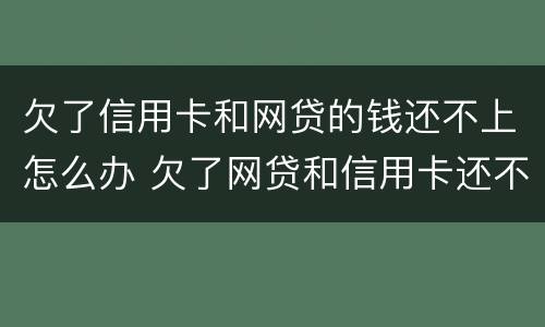 欠了信用卡和网贷的钱还不上怎么办 欠了网贷和信用卡还不起了怎么办