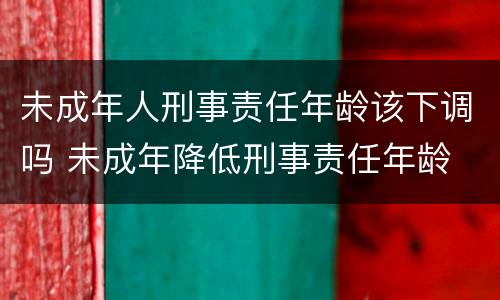 未成年人刑事责任年龄该下调吗 未成年降低刑事责任年龄