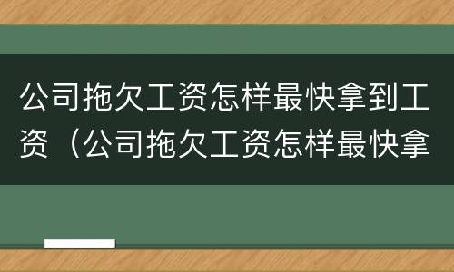 公司拖欠工资怎样最快拿到工资（公司拖欠工资怎样最快拿到工资款）