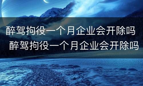 醉驾拘役一个月企业会开除吗 醉驾拘役一个月企业会开除吗知乎