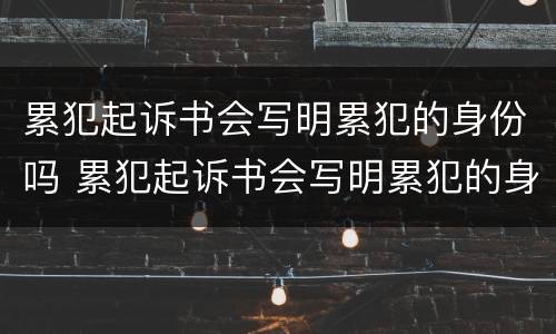 累犯起诉书会写明累犯的身份吗 累犯起诉书会写明累犯的身份吗