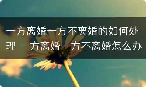 一方离婚一方不离婚的如何处理 一方离婚一方不离婚怎么办