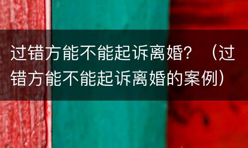 过错方能不能起诉离婚？（过错方能不能起诉离婚的案例）