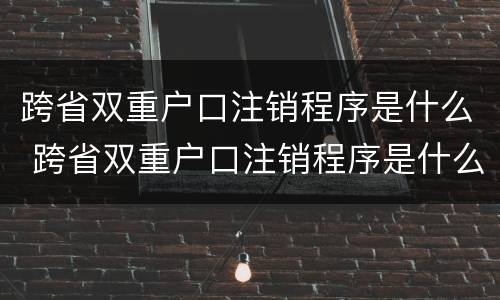 跨省双重户口注销程序是什么 跨省双重户口注销程序是什么呢