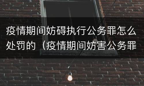 疫情期间妨碍执行公务罪怎么处罚的（疫情期间妨害公务罪司法定罪标准）