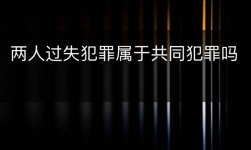 两人过失犯罪属于共同犯罪吗