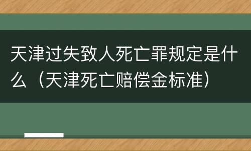 天津过失致人死亡罪规定是什么（天津死亡赔偿金标准）