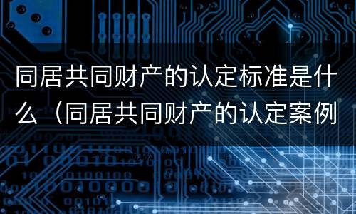 同居共同财产的认定标准是什么（同居共同财产的认定案例）