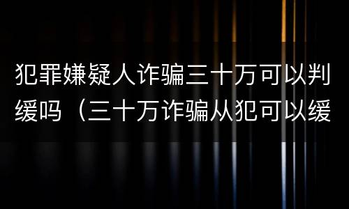 犯罪嫌疑人诈骗三十万可以判缓吗（三十万诈骗从犯可以缓刑吗）