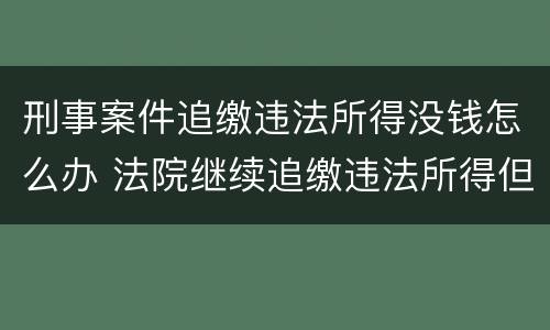 刑事案件追缴违法所得没钱怎么办 法院继续追缴违法所得但是没有钱怎么办