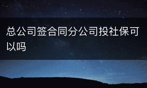 总公司签合同分公司投社保可以吗