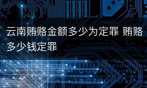云南贿赂金额多少为定罪 贿赂多少钱定罪
