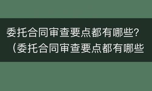 委托合同审查要点都有哪些？（委托合同审查要点都有哪些内容）