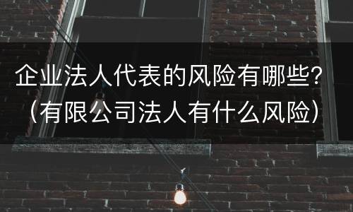 企业法人代表的风险有哪些？（有限公司法人有什么风险）