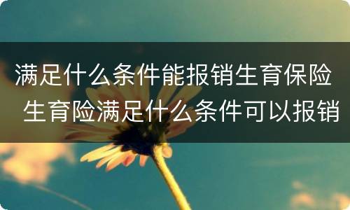 满足什么条件能报销生育保险 生育险满足什么条件可以报销