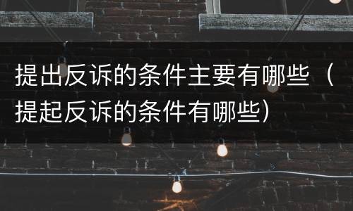 提出反诉的条件主要有哪些（提起反诉的条件有哪些）