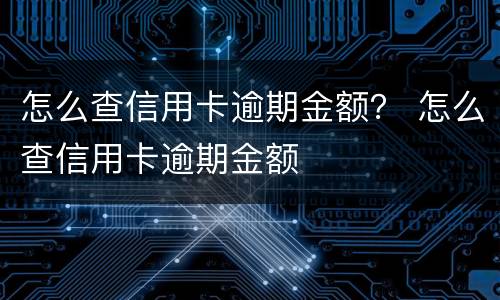 怎么查信用卡逾期金额？ 怎么查信用卡逾期金额