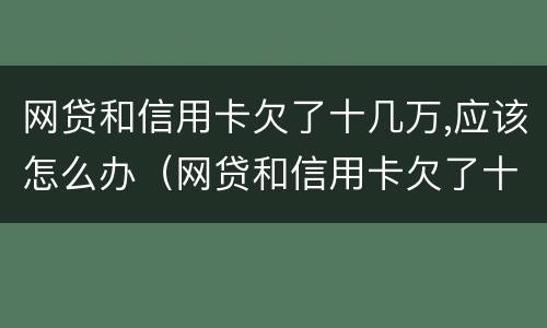 网贷和信用卡欠了十几万,应该怎么办（网贷和信用卡欠了十几万,应该怎么办?）