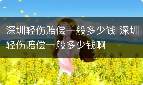深圳轻伤赔偿一般多少钱 深圳轻伤赔偿一般多少钱啊