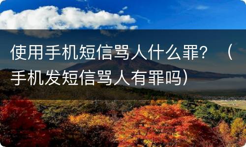 使用手机短信骂人什么罪？（手机发短信骂人有罪吗）