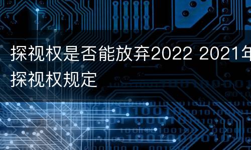 探视权是否能放弃2022 2021年探视权规定