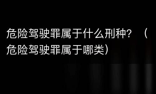 危险驾驶罪属于什么刑种？（危险驾驶罪属于哪类）
