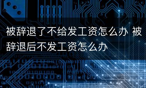 被辞退了不给发工资怎么办 被辞退后不发工资怎么办