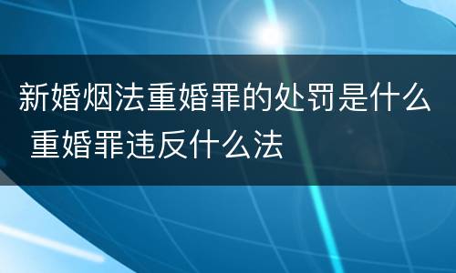 新婚烟法重婚罪的处罚是什么 重婚罪违反什么法