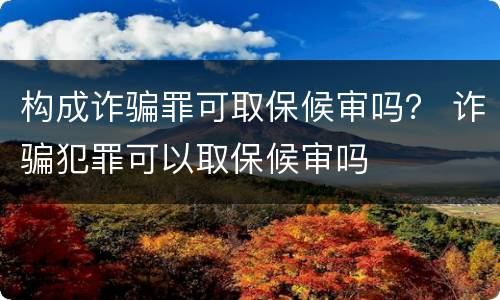 构成诈骗罪可取保候审吗？ 诈骗犯罪可以取保候审吗