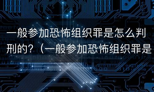 一般参加恐怖组织罪是怎么判刑的?（一般参加恐怖组织罪是怎么判刑的呢）