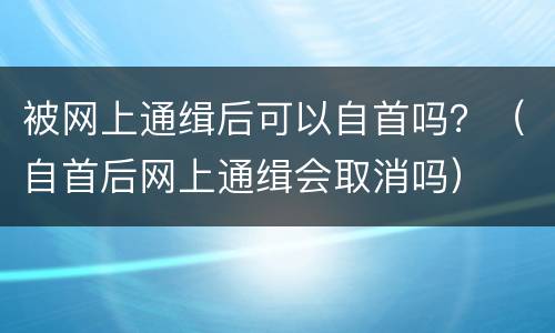 被网上通缉后可以自首吗？（自首后网上通缉会取消吗）